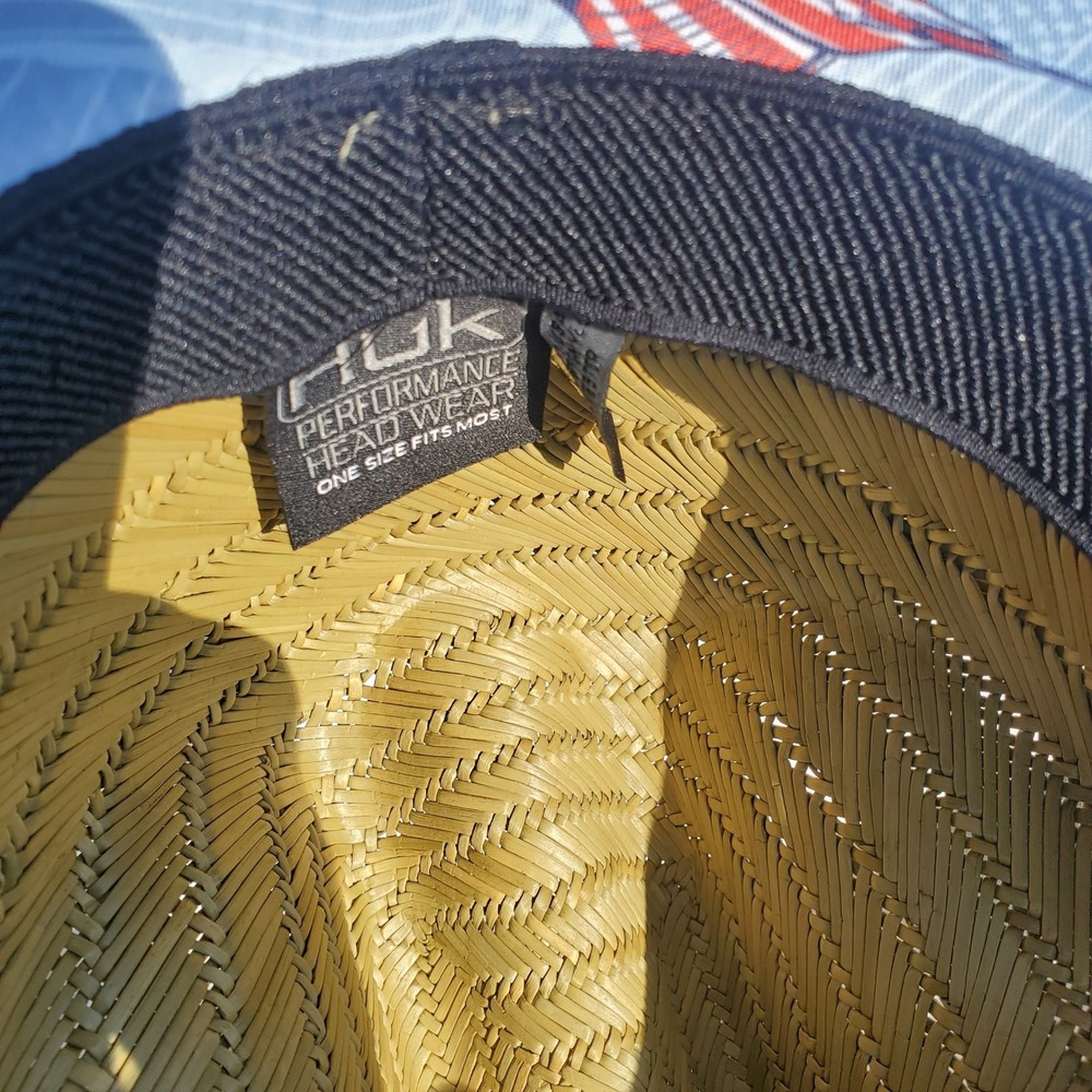 Childs Straw Hat KC Fish and Flag Fishing Sun Hat Tan Blue H7300052-454-1 - Picture 3 of 9